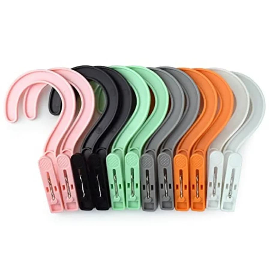 Laundry Hooks Boot Hangers Plastic Clothes Pins Hanger Clips for Bathroom Travel Portable Multi-Color 12PCS