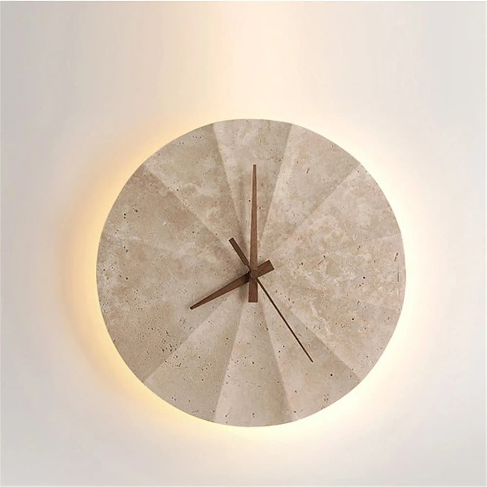 Industrial Decoration Round Travertine Watch Yellow Wall Lamp LED Living Room Studio Office Shop Corridor Applique Night lights for interior
