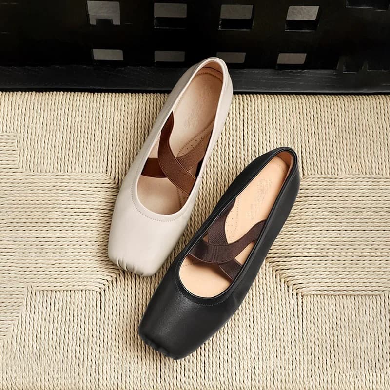 2026 New Women's Mary Jane Shoes Ballet Flats French-Style Pig Nose Platform Sneakers