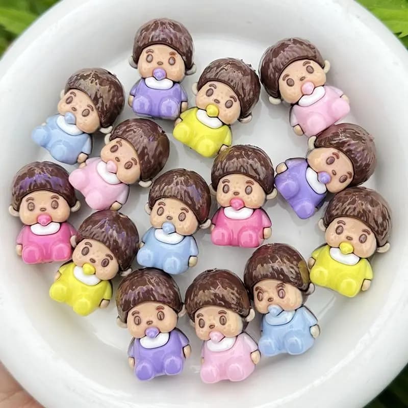 Cartoon silicone figurine with through-hole beaded DIY mobile phone chain keychain handmade accessory beaded pen materials