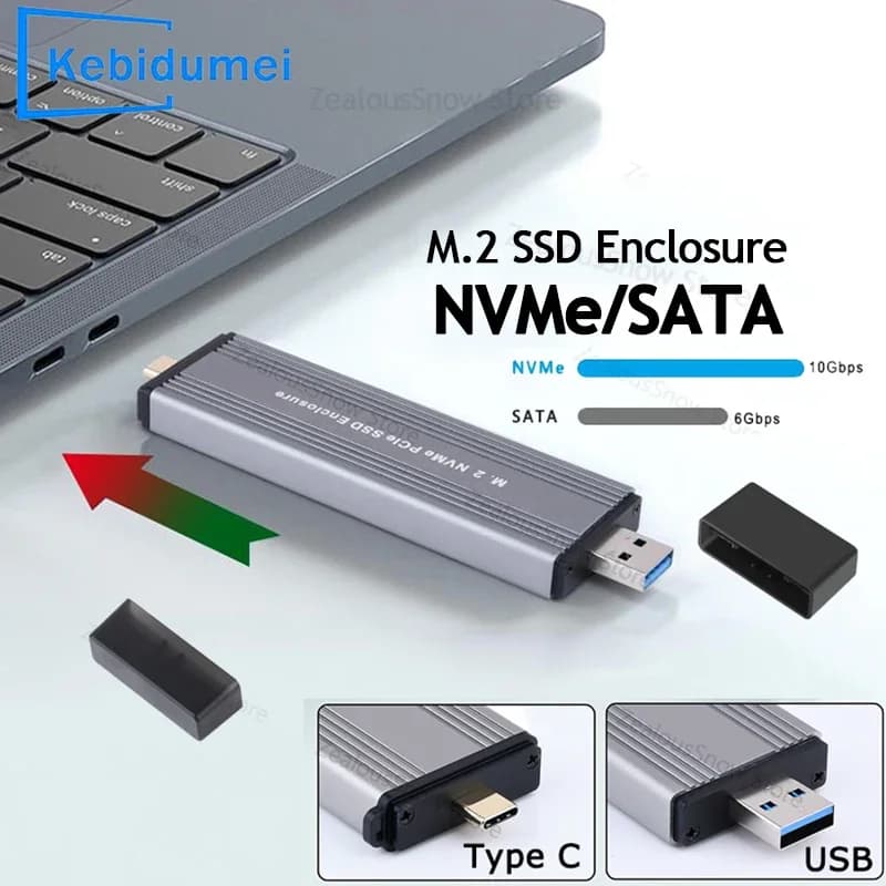 Doppio protocollo M.2 NVME NGFF Custodia SATA Custodia SSD M2 Adattatore SSD USB 3.2 Tipo C Scatola disco rigido esterno da 10 Gbps Supporto UASP