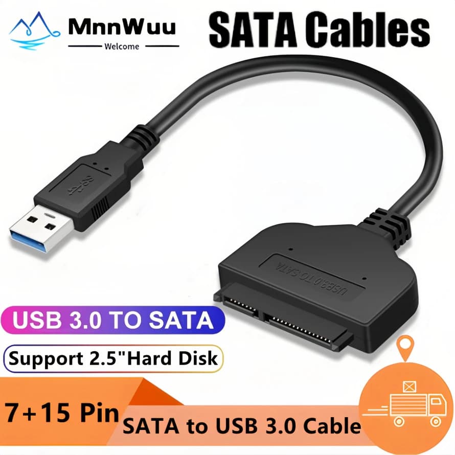Cavo da USB 3.0 a SATA 7+15 Adattatore SATA III a USB 3.0 da 22 pin per dischi rigidi HDD/SSD esterni da 2,5 pollici Fino a 5 Gbps Trasferimento dati