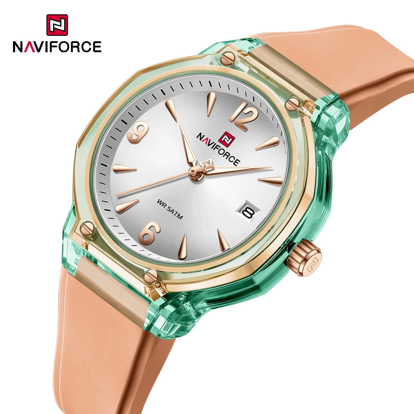 Naviforce 6110 Colorful Quartz Women's Watches Elegant Silicone Strap Ladies Wristwatch Waterproof Elegant Female Bracelet Gifts