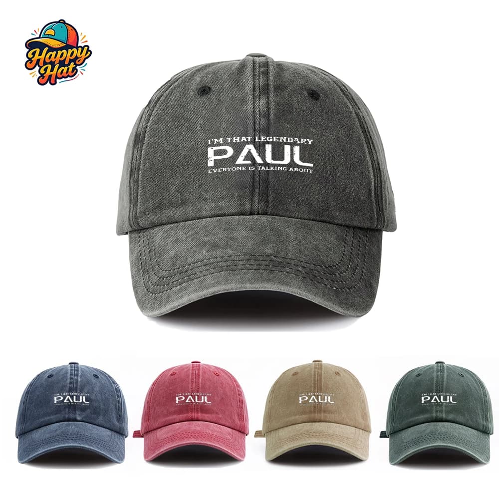 Washed I'm That Legendary Paul Printed Casual Baseball Cap For Women Sun Hat For Summer Beach Daily Wear