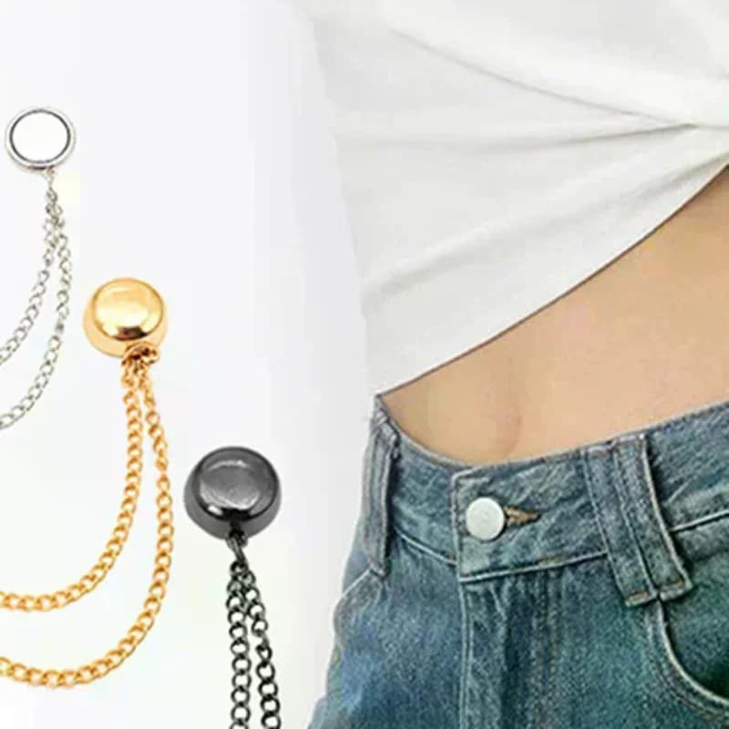 2 pcs magnetic multifunction clip for clothing with chain metal buttons clip clothes scarf pants legs cuff fixing magnet pin