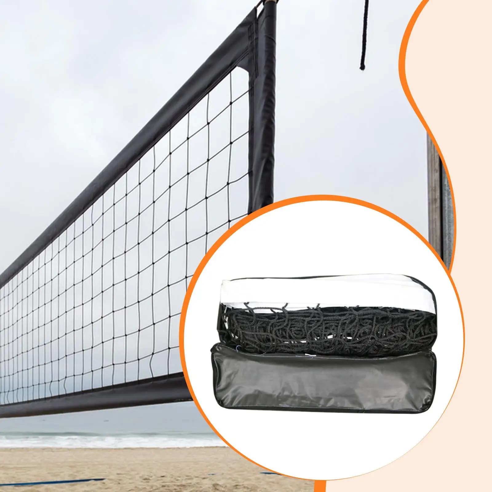 Volleyball Net Foldable Training 100cmx95cm Replacement with Carrying Bag for Swimming Pool Outdoor Backyard Family Games Beach