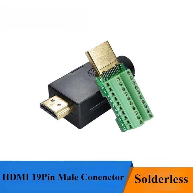 1 pcs HDMI 19 pin connector male HDMI cable connector without welding with 2.54 mm wire terminal shell plug-in adapter HDMI