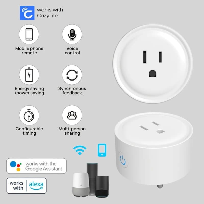 Smart Wifi 10A American Plug APP Phone Remote Voice Control 100-240V Wireless timer switch socket for Alexa Google Home Auto