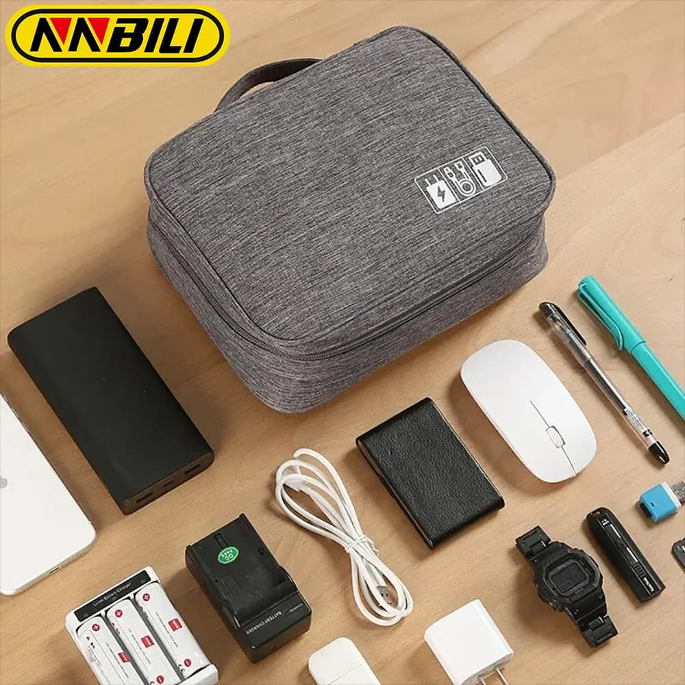NNBILI Digital multifunctional and large capacity separate travel bag Mobile data cable bag USB Power Bank storage bag