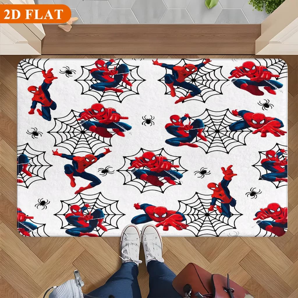 Tappetino da bagno 1 pezzo, Spiderman e la Ragnatela, tappetino rettangolare in flanella MARVEL, tappetino antiscivolo per l'ingresso del bagno, divertente tappetino decorativo per la porta, Hom