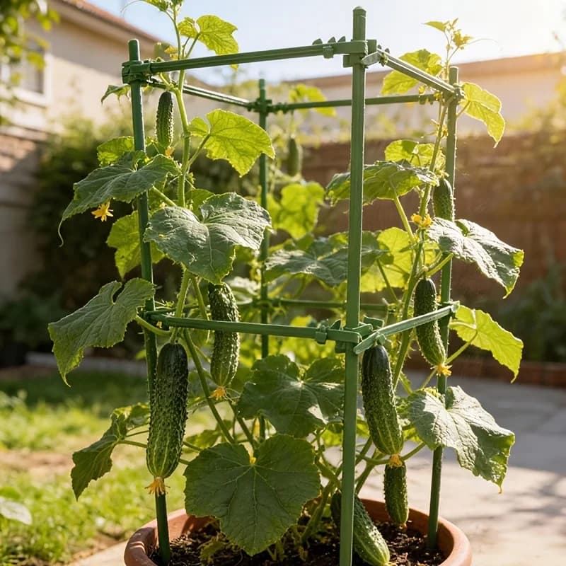 Four-angle support for garden climbing plants, for tomatoes, grapes, cucumbers, passion fruit, for potted plants 90x28cm