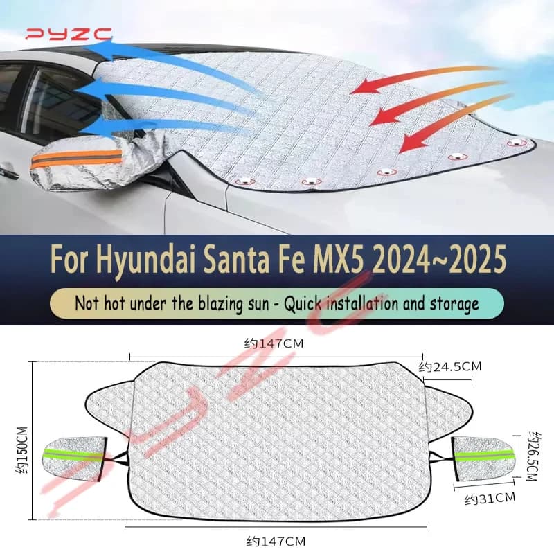 Per Hyundai Santa Fe MX5 2024~2025 Telo Protettivo Anti-Neve per Parabrezza, Parasole in Cotone Anti-Gelo e Anti-Brina