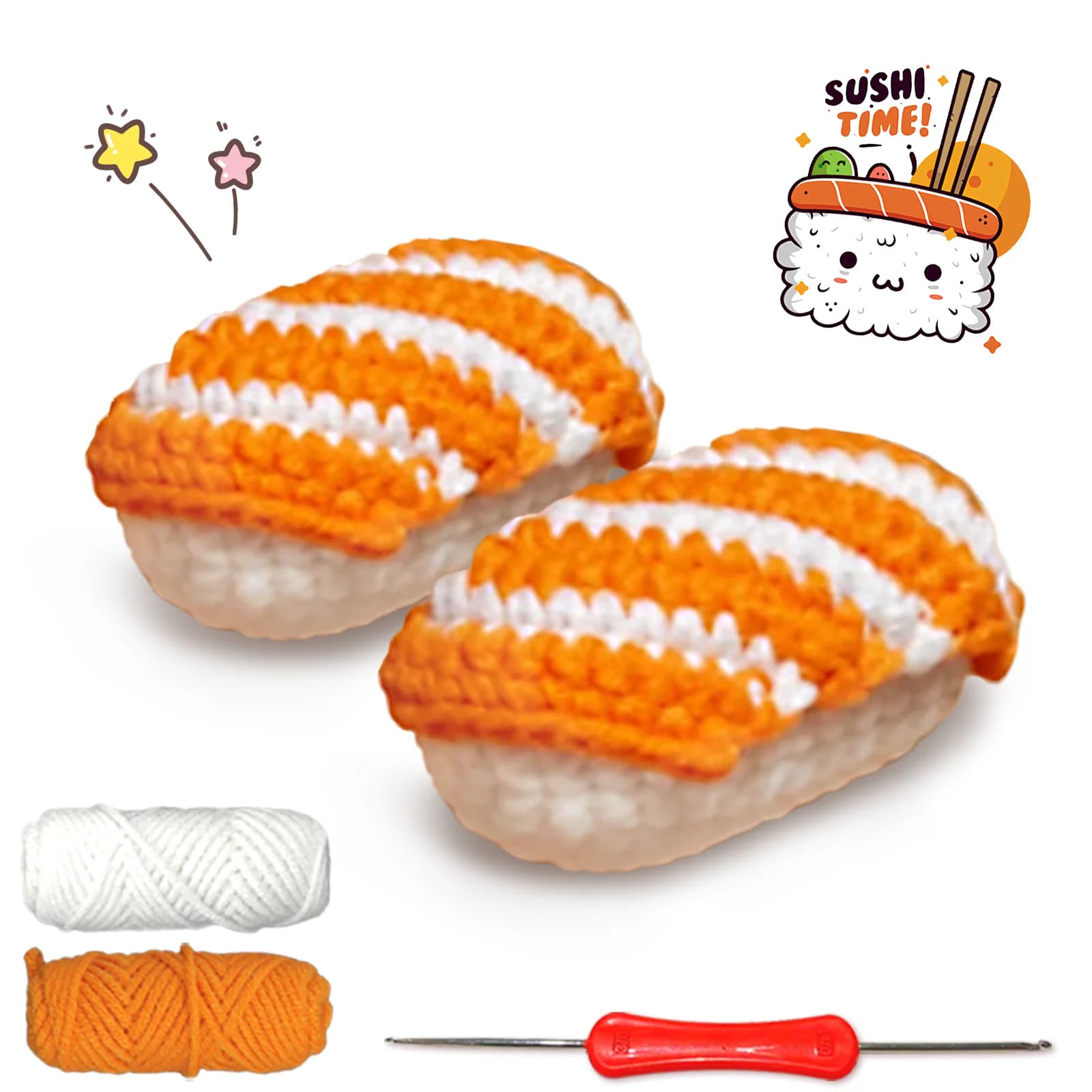 YAMAXIN Kit per uncinetto a tema sushi da 2 pezzi per principianti Set di strumenti per lavori manuali facili Progetto di arti e mestieri per maglieria
