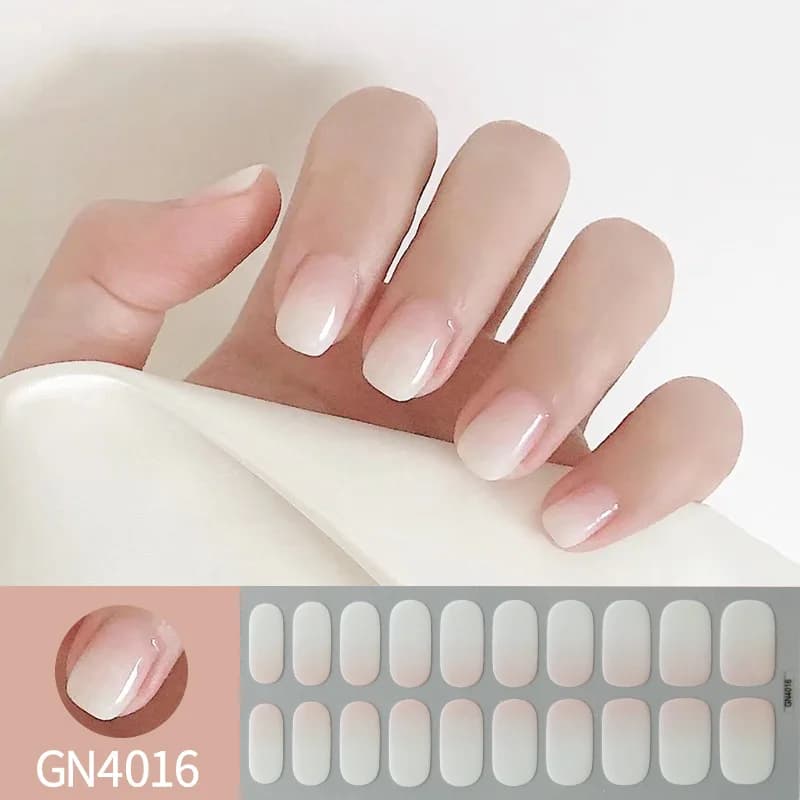 Moda francese gel nail art slider manicure decor impermeabile lunga durata copertura completa adesivi per nail art in tinta unita senza cottura