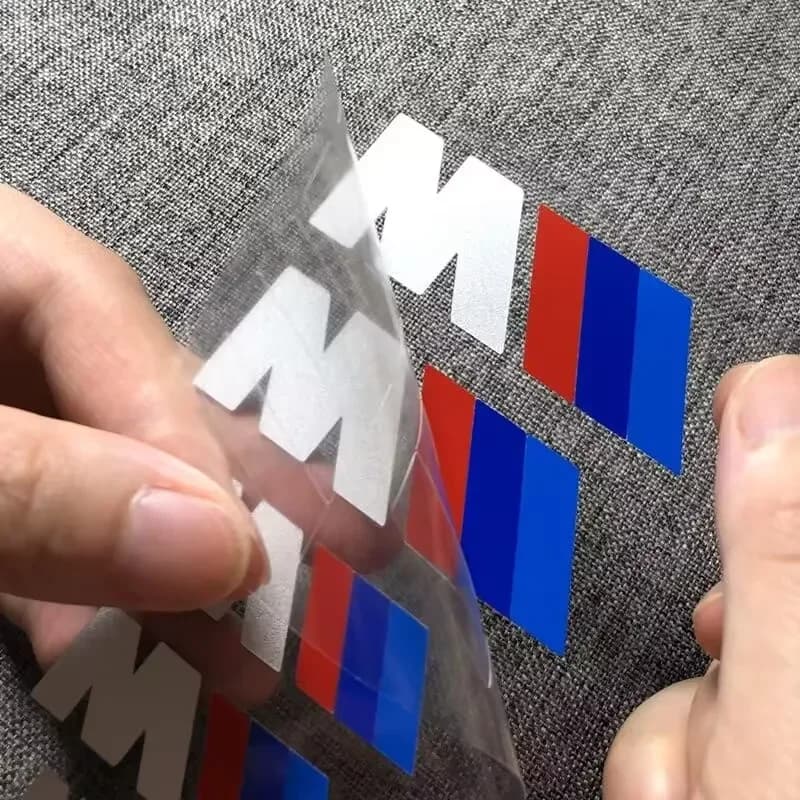 6Pcs Exterior Decor High‑Temperature Resistant Brake Caliper Stickers BMW M Three‑Bar Logo Modified Tuning Window Glass Decals
