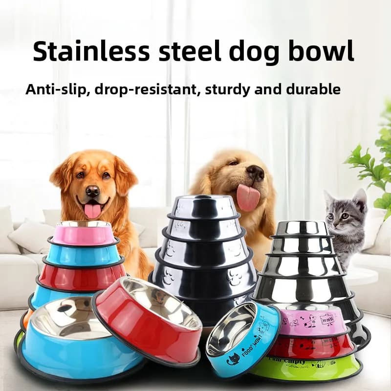 Ciotola per Cani e Gatti in Acciaio Inossidabile, Ciotola Antiscivolo per Cani di Taglia Grande, Ciotola in Acciaio Inox per Animali Domestici