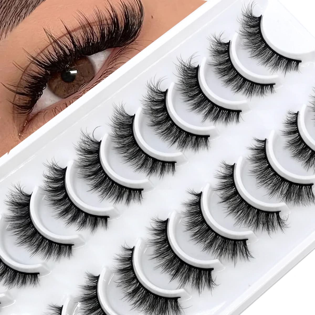 HBZGTLAD 10 pairs 3D lashes fake soft headsets completely thick lashes long natural eyelashes wholesale