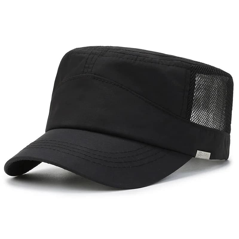 Cappello a cilindro piatto in rete estiva per uomo berretto militare traspirante ad asciugatura rapida Sport all'aria aperta Cadet Kepi