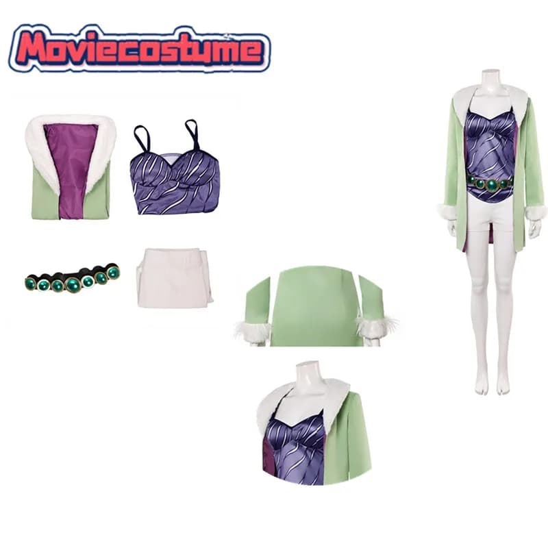Costume Cosplay Miss Wednesday Nefertari Fantasia Vivi per Donna, Top, Shorts, Cappotto, Outfit per Halloween e Carnevale