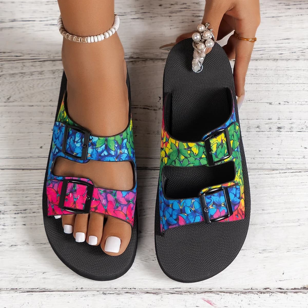 Women's Flat Summer Shoes Hemp Cord Set Beach Sandals For Foot Casual All-Match Outdoor Slippers Large Women's Sandals
