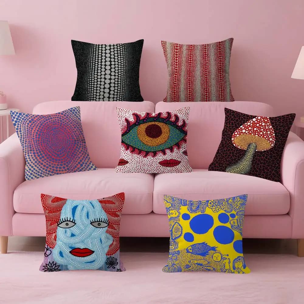 Federa per cuscino personalizzata giapponese Yayoi Kusama, decorazione per la cameretta dei bambini, regalo per feste di compleanno per bambini