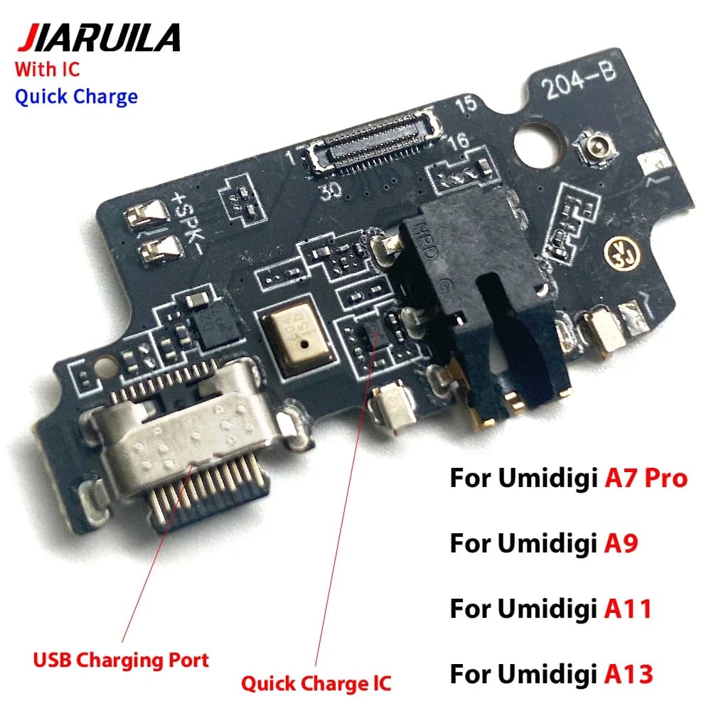 Scheda Flex con Connettore Dock di Ricarica USB per Umidigi A7 Pro, A9 Pro, A11 Pro Max, A13, A15, F3 5G, G9, G100 con Microfono