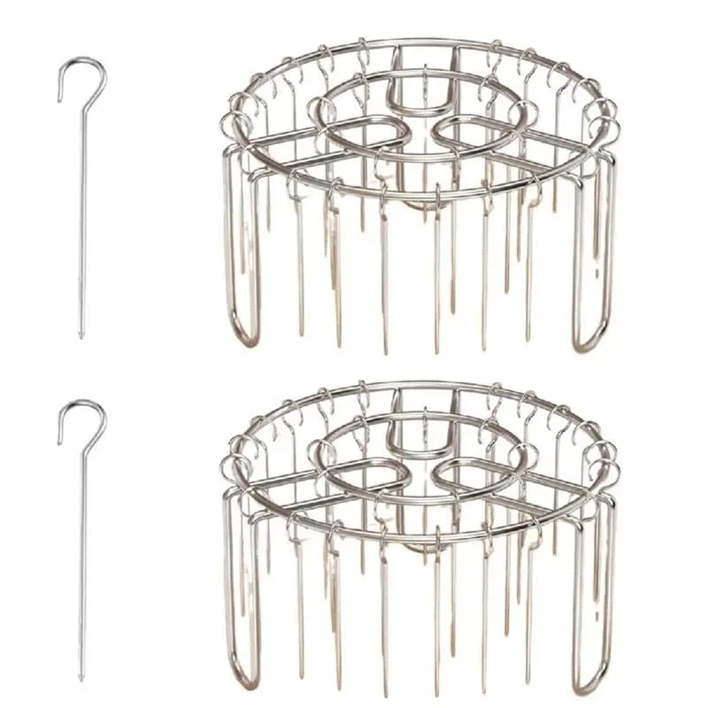 B23B Stainless Steel Vertical Grill Rack String Grill Detachable Skewer Holder 48 Baking Needle For Air Fryer Accessory