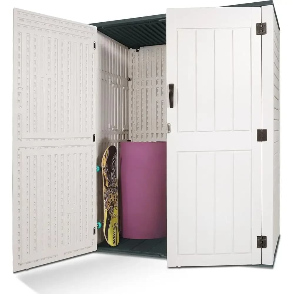 Outdoor Storage Cabinet, 52 Cu ft Resin Storage Box for Patio, Garden, Yard - Lockable Weatherproof Shed for Tools and Pool Supp