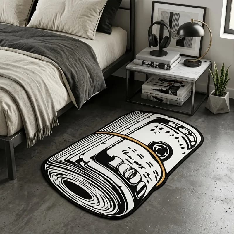 American Retro Rolled‑Up Money Rug Unique Bill Irregular Carpet Trendy Creative Carpet for Gaming Bedroom Living Room Entryway