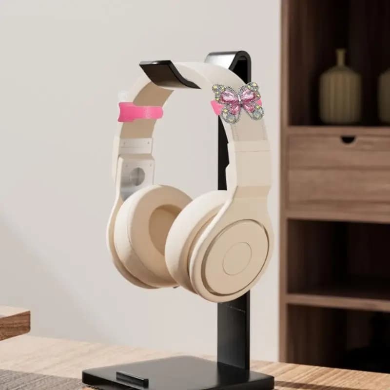 Elegant butterfly headphone accessory with sparkling zircons for game and musical headphones 896C