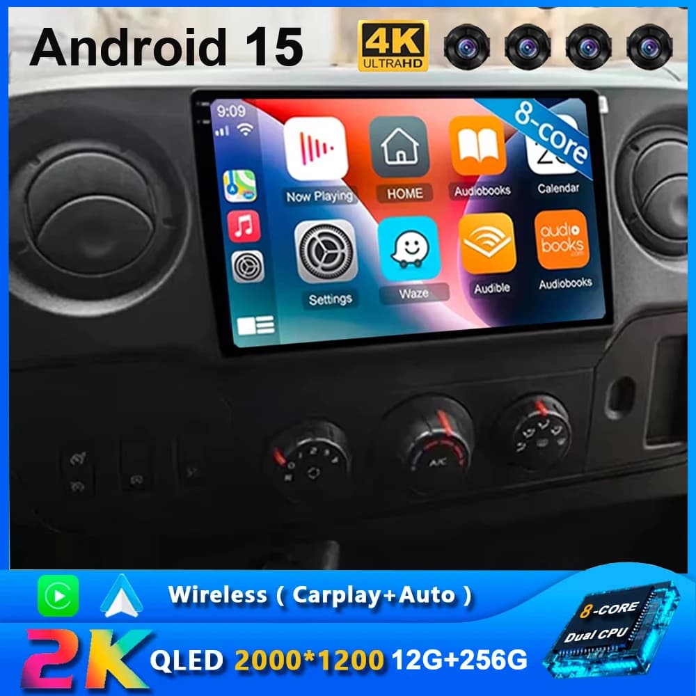 Android 15 Carplay Autoradio Per Renault Master Nissan NV400 Opel Movano 2010-2021 Navigazione GPS Lettore Multimediale WiFi Stereo
