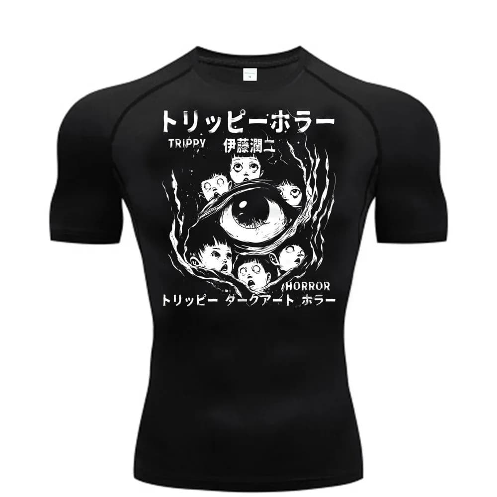 Junji Ito Compression Vintage Washed men graphic Pop Culture Digital top tees Digital Comfortable University 2000s Pastel