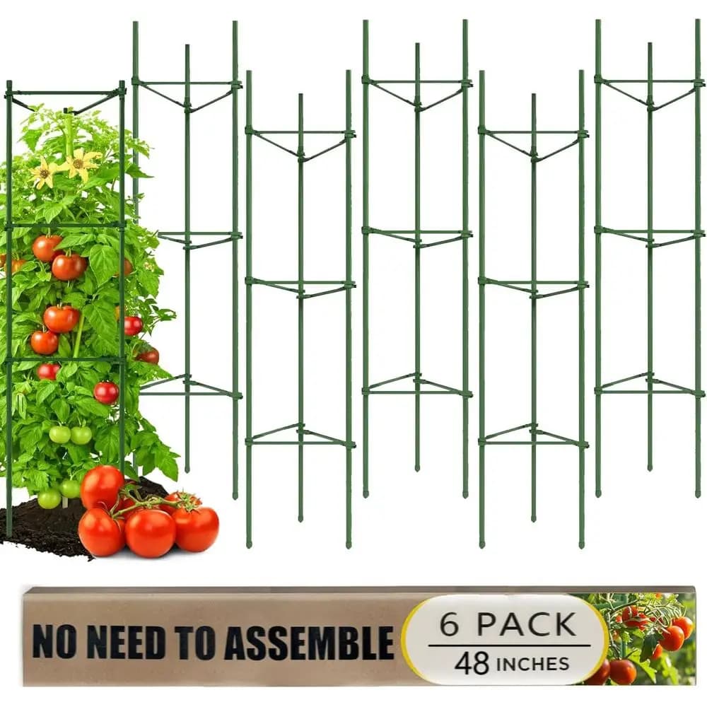 Supporti per Piante di Pomodoro in Metallo Verde da 48 Pollici per Giardino e Vasi