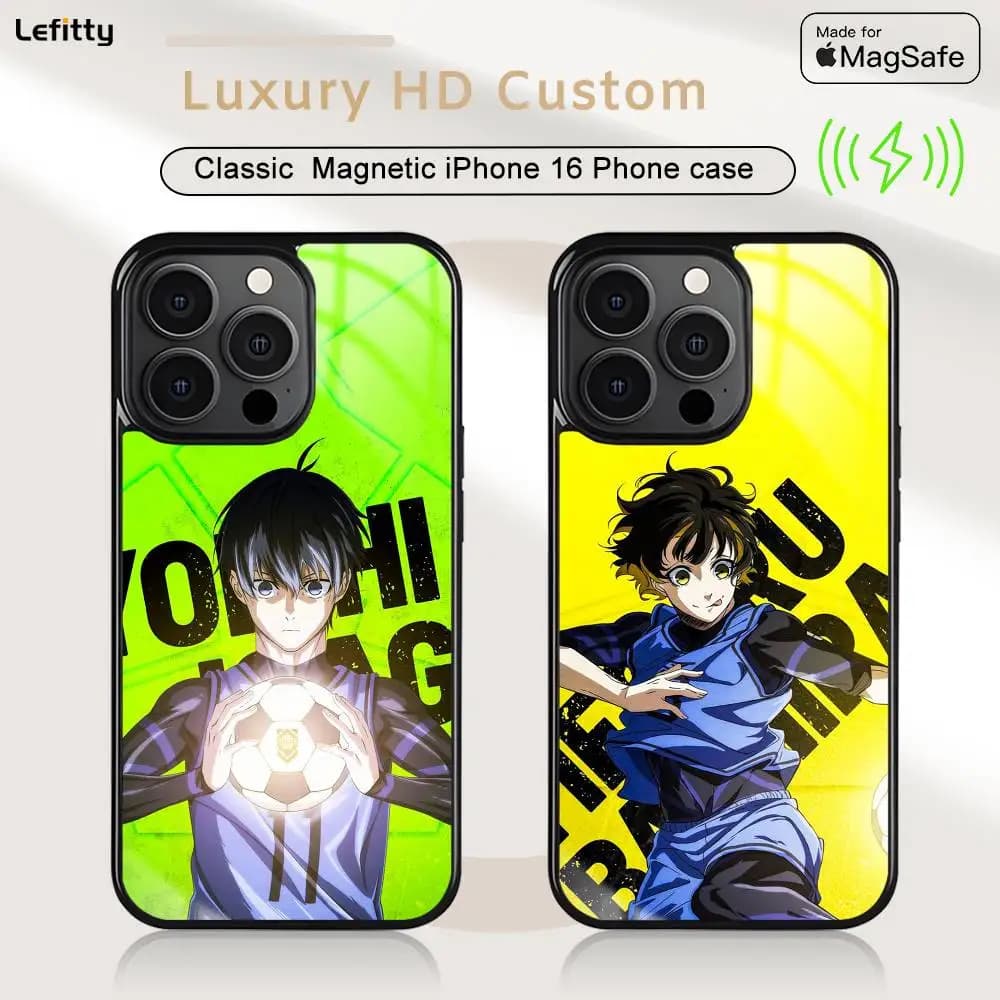 Anime B-Blue Lock MagSafe Magnetic Phone Case for iPhone 16 15 14 13 12 11 Pro Plus Max Mini Wireless Charger Funda