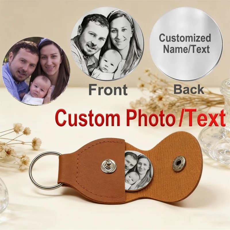 1 custom keychain with photo, text, name, family, couple, sketch style, laser engraving, festival gift, diy gift, custom fashion