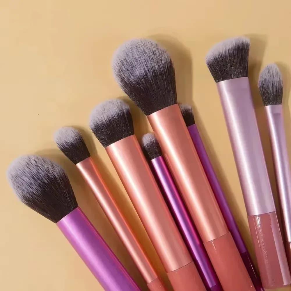 8Pcs Long Handle Makeup Brush Set Soft Synthetic Bristle For Powder Blush Foundation Concealer Eyeshadow Daily Cosmetic Tools