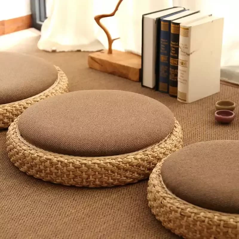 High End Rattan Seat Cushion Tatami Thickened Floor Mat Suitable for Sitting on Ground and Meditation