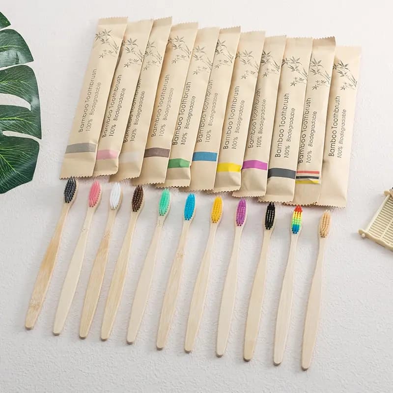 Natural bamboo teeth brush set with 10 pieces soft charcoal whitening set for teeth brushes Soft Dental Oral Care