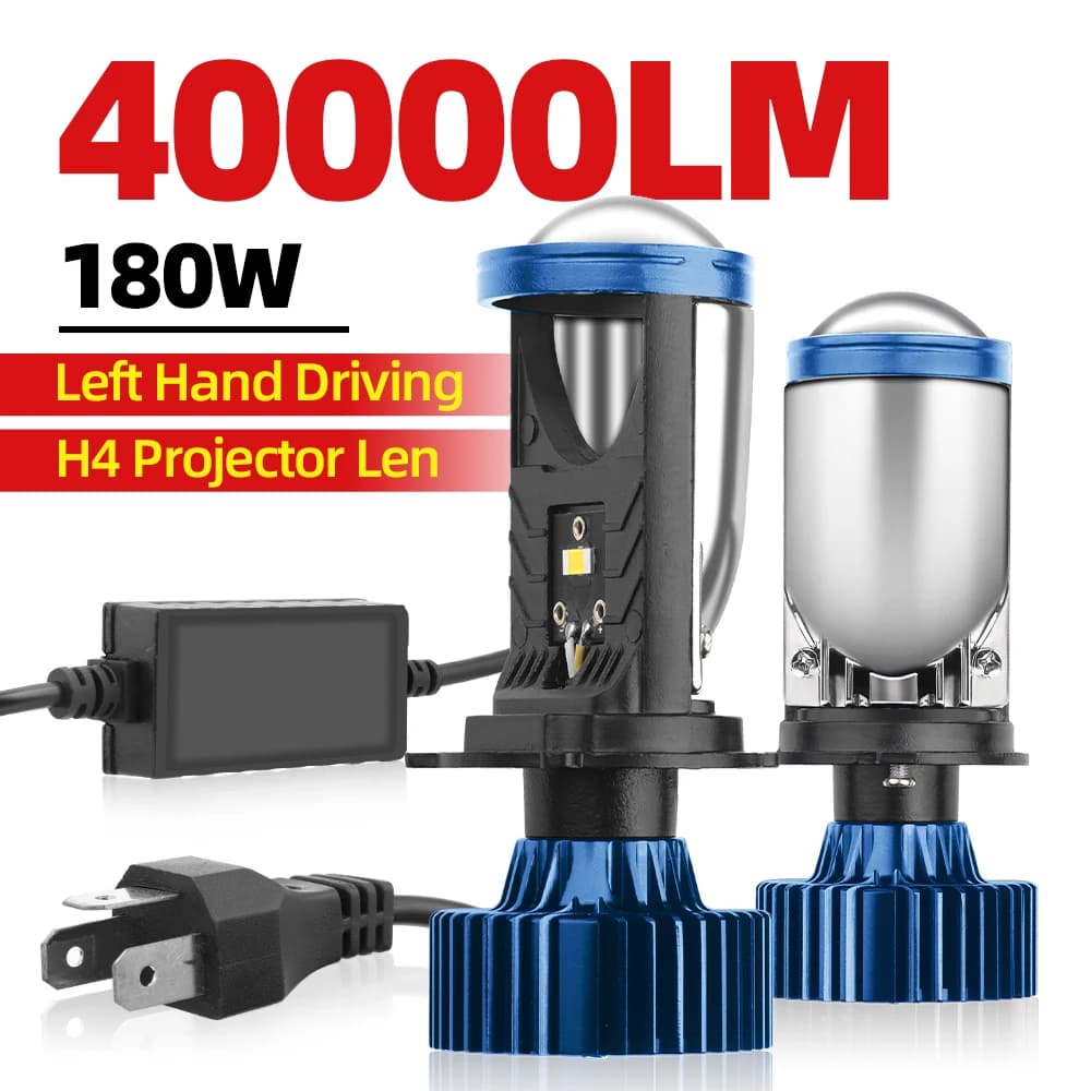 180W 40000LM H4 Canbus Lente del proiettore Faro dell'auto Mini Lente LED Lampadina del proiettore 6000K Auto Moto Mini Lente CSP Ventola di raffreddamento