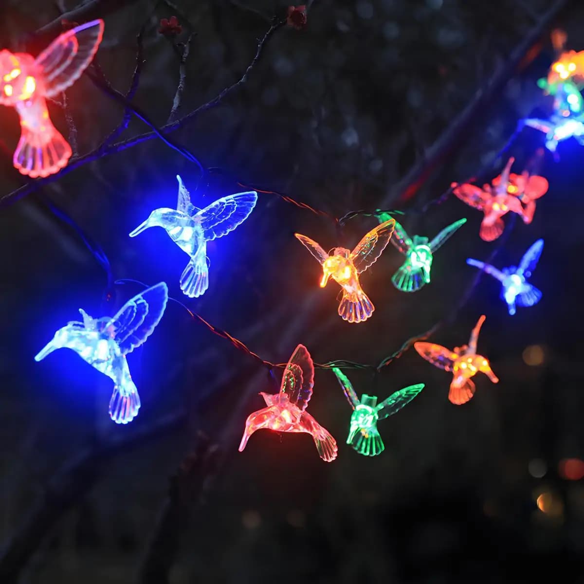 Luci a corda solari - Lucine a 20 LED Luci colibrì, adatte per giardino esterno, decorazione di recinzioni, risparmio energetico, impermeabile, 8 modalità di illuminazione, decorazioni natalizie