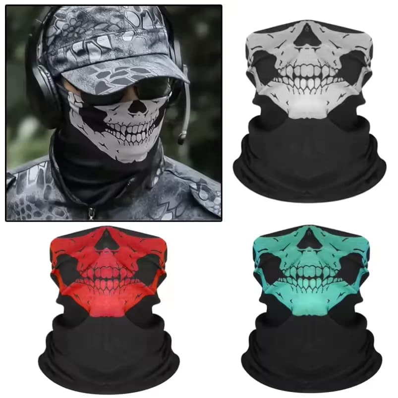 Skull MenBalaclava Maschera da sci Cappellini da ciclismo Snowboard Copertura per il viso Casco da bicicletta per moto Cappuccio Bandana Sciarpa Traspirante antivento