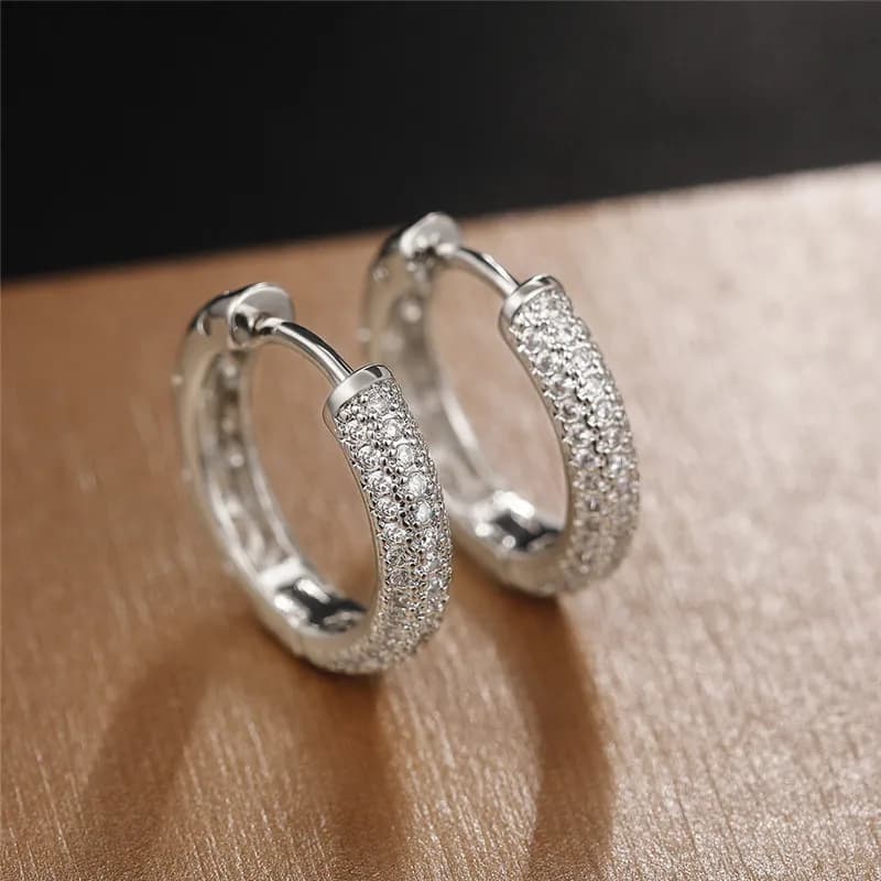 Orecchini a Cerchio in Argento Sterling 925 con Zirconi per Donne, Stile Senza Tempo, Accessori Semplici per Adolescenti, Regalo Minimalista, Gioielli Classici