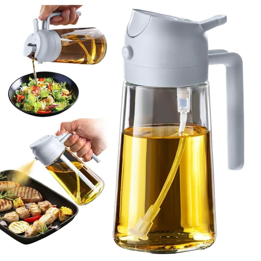 Kitchen Oil Spray Bottle 2 In 1 Pouring Dispenser Glass Vinegar Cruet For Healthy Cooking BBQ Baking Olive Oil Container