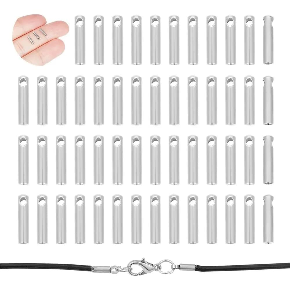 100 pcs. Stainless Steel Cable Extremity Terminal Carpets 1mm Internal Diameter Column Cone Extremity of Leather Cable Creating Jewelry Carpets Bracelet