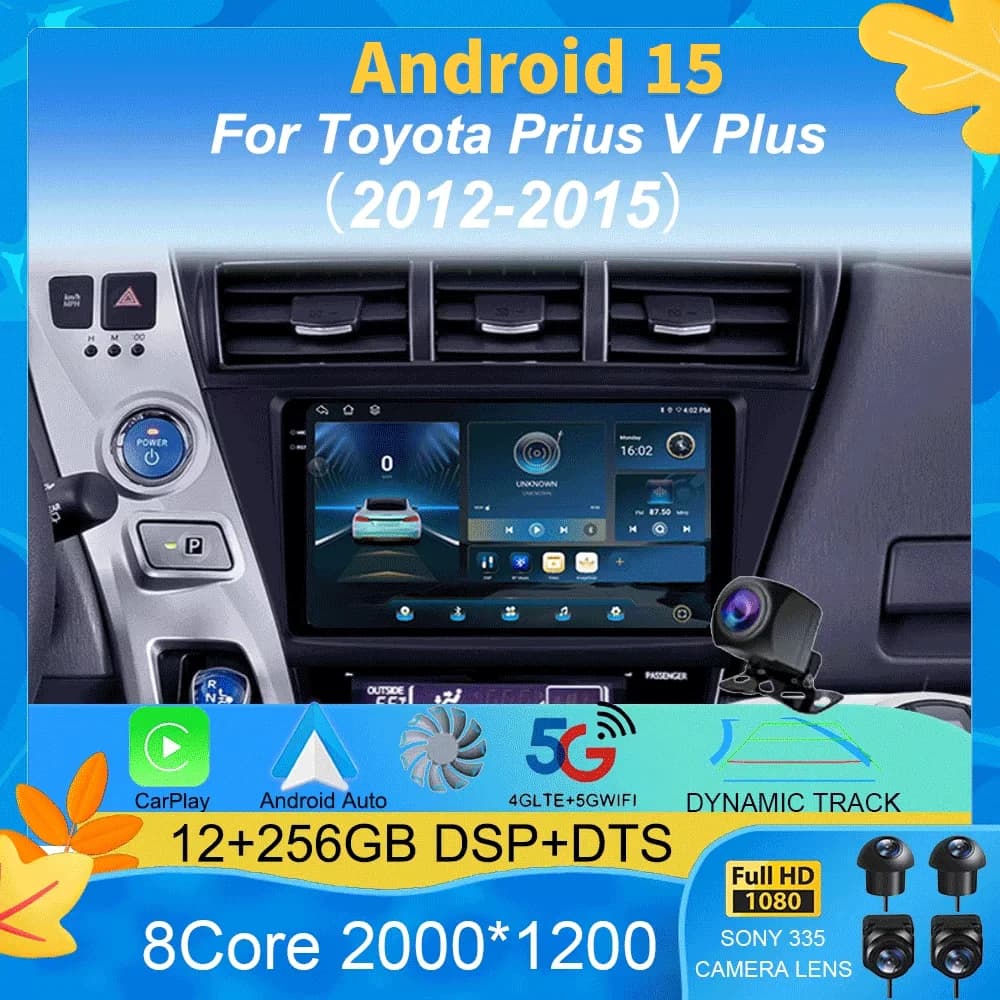 9 "Android 15 Autoradio Per Toyota Prius V Plus Alpha 2012 2013 2014 2015 Lettore Stereo di Navigazione GPS Carplay Auto LHD RHD DVD