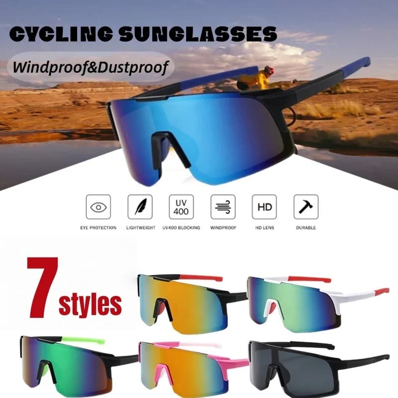 Occhiali da sole protettivi sportivi oversize da uomo Occhiali da ciclismo all'aperto con specchio alla moda 2026 Nuovi occhiali da sole antivento anti-UV