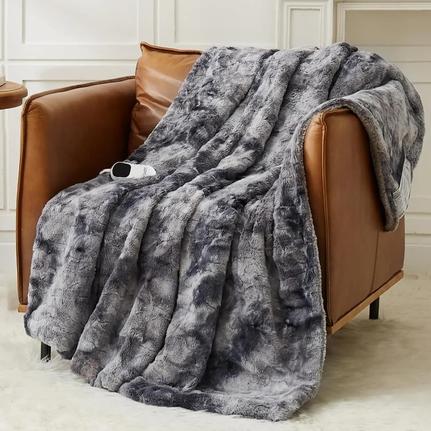 Coperta elettrica riscaldata 50x60 pollici, 10 livelli di calore, timer di spegnimento automatico, protezione da surriscaldamento, pelliccia sintetica Sherpa