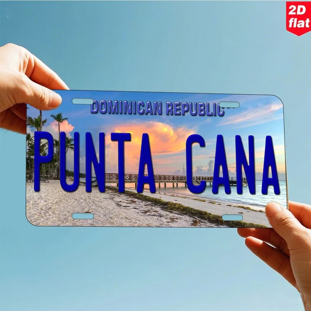 Targa in metallo HD, decorazione da parete vintage Punta Cana Repubblica Dominicana, decorazione tropicale retrò per bar o stanza da uomo
