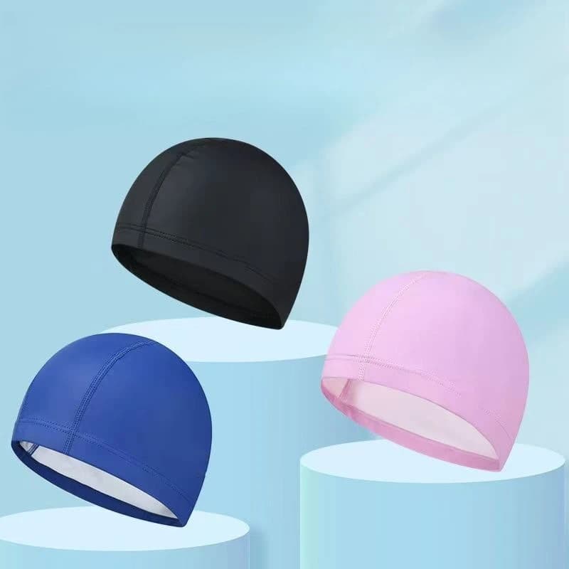 Cuffie da nuoto in PU per uomo e donna, impermeabili ed altamente elastiche, proteggono le orecchie e non stringono la testa.