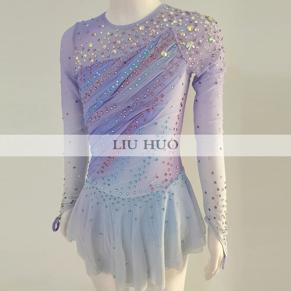 LIUHUO Costume da Ginnastica per Donna e Ragazza, Abito per Competizioni di Pattinaggio Artistico su Ghiaccio, Costume da Danza Multicolore BD1929